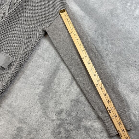 LRL LAUREN 100% COTTON KNIT GRAY SWEATER  Medium 2 Front Pockets - Picture 5 of 7